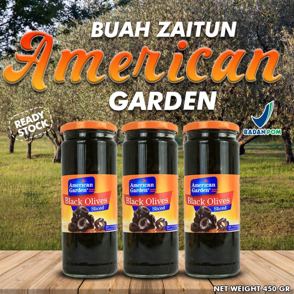 

SLICED / BUAH ZAITUN AMERICAN GARDEN / AMERICAN GARDEN BLACK OLIVES 450GR / BUAH ZAITUN TOPLES/ BUAH ZAITUN HITAM / SLICED / ZAITUN JARR