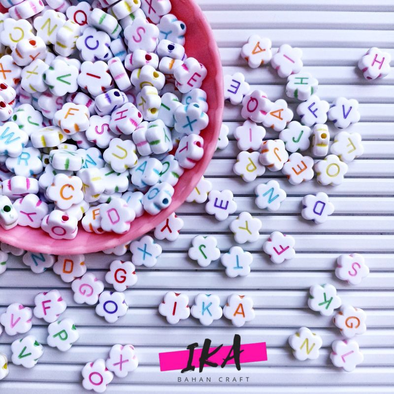 [IKA] 100pcs Manik Huruf Bunga 10mm
