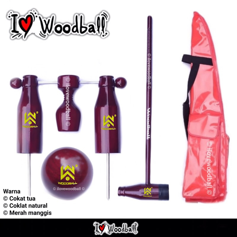 Woodball Set Merk W-Woodball - Mallet Gate Bola Tas - Woodball