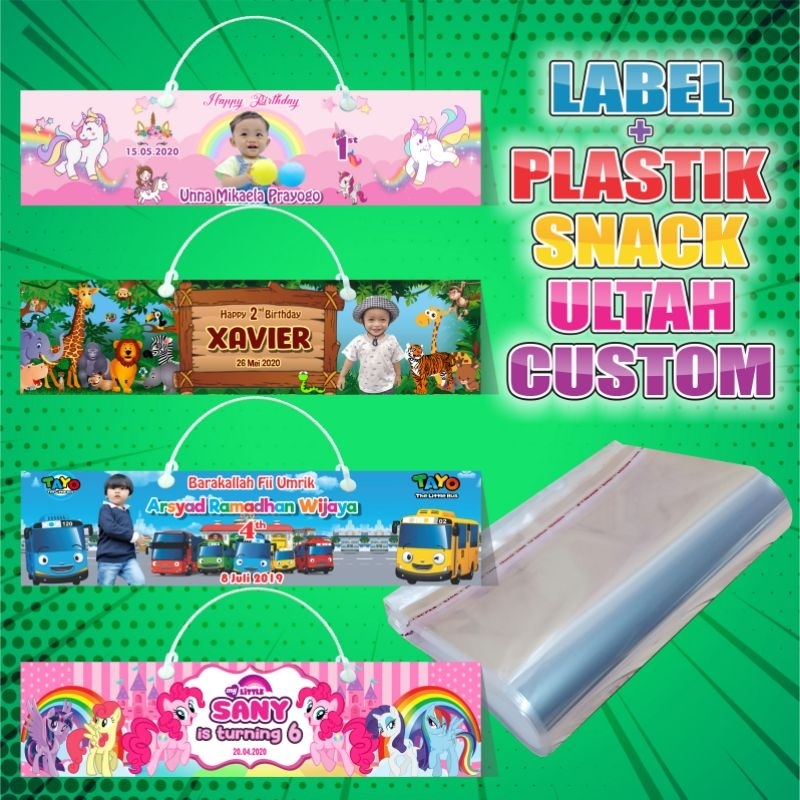 

Label dan plastik snack ultah custom.
