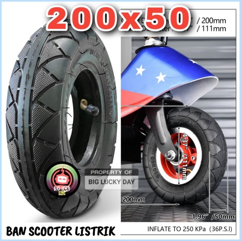 Terlaris BAN 200X50 SCOOTER LISTRIK LUAR DALAM MR.JACKIE S898 E-SCOOTER SELIS SKUTER ELEKTRIK BT003
