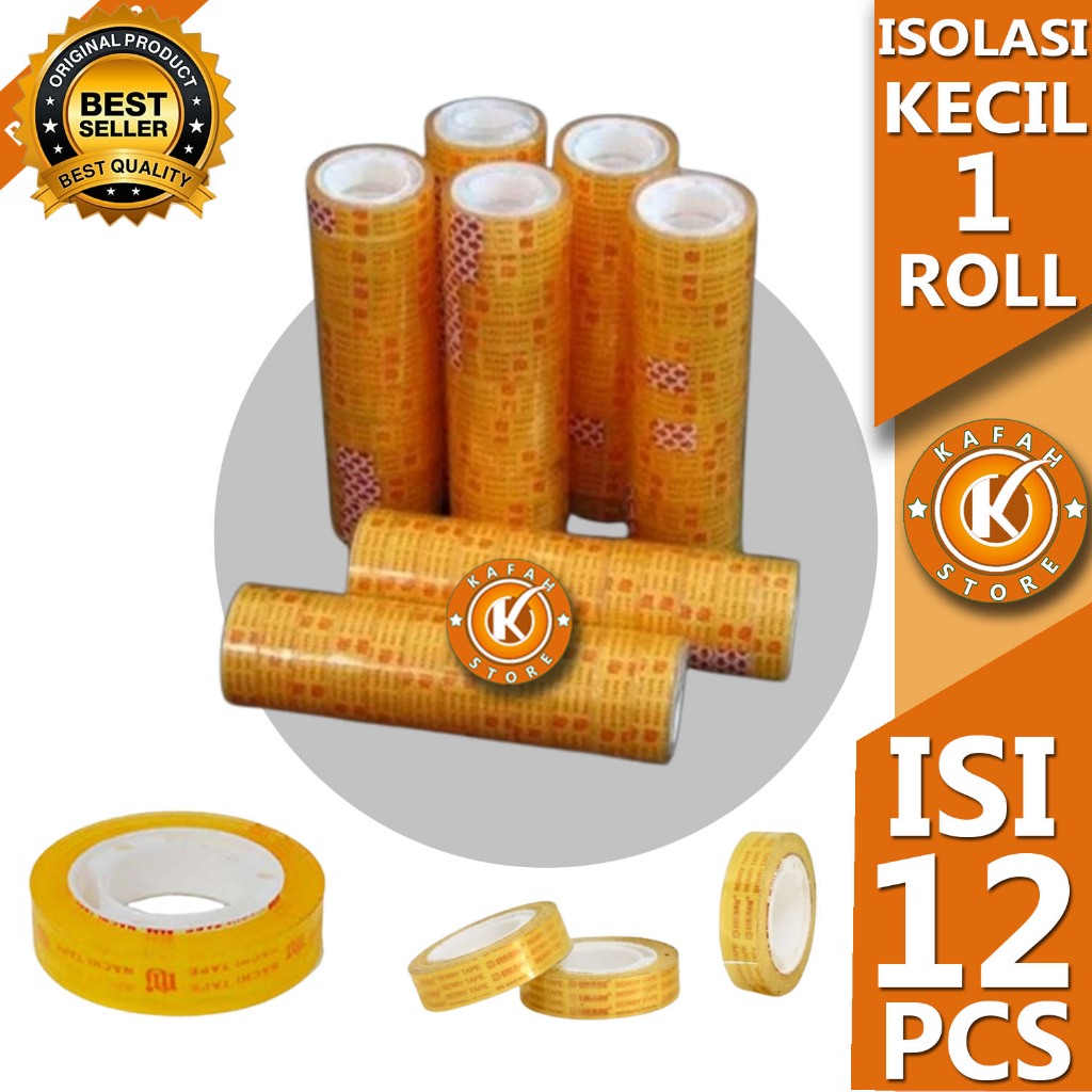 

SOLASI/ISOLASI/LAKBAN KECIL 1 ROLL ISI 12 PCS kafah store