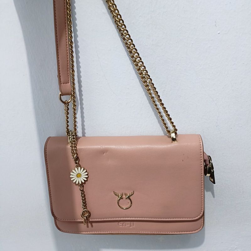 Preloved slingbag Enji pink/tas perempuan/tas wanita