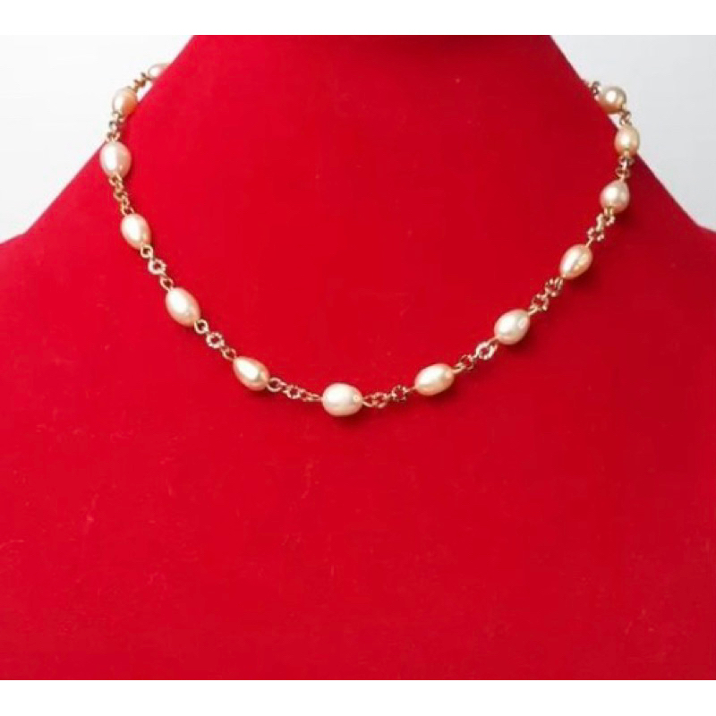 Kalung lapis emas mutiara air tawar asli lombok Kalung Kalung mutiara Aksesoris mutiara lombok Kalun