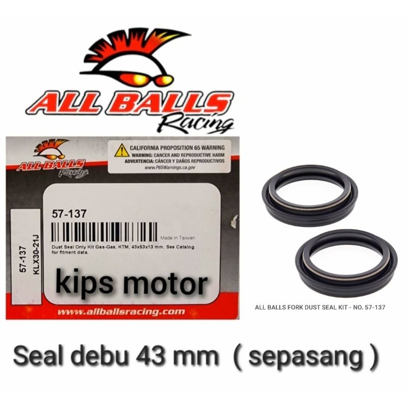 Seal debu shock depan usd KTM 85 125 200  250 Freeride 250 350 ukuran as 43 mm All Balls 57 - 137