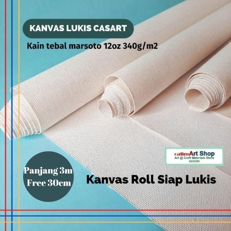 

Kain Kanvas Roll - Siap Lukis - CASART Siap Pakai 330cmx157cm