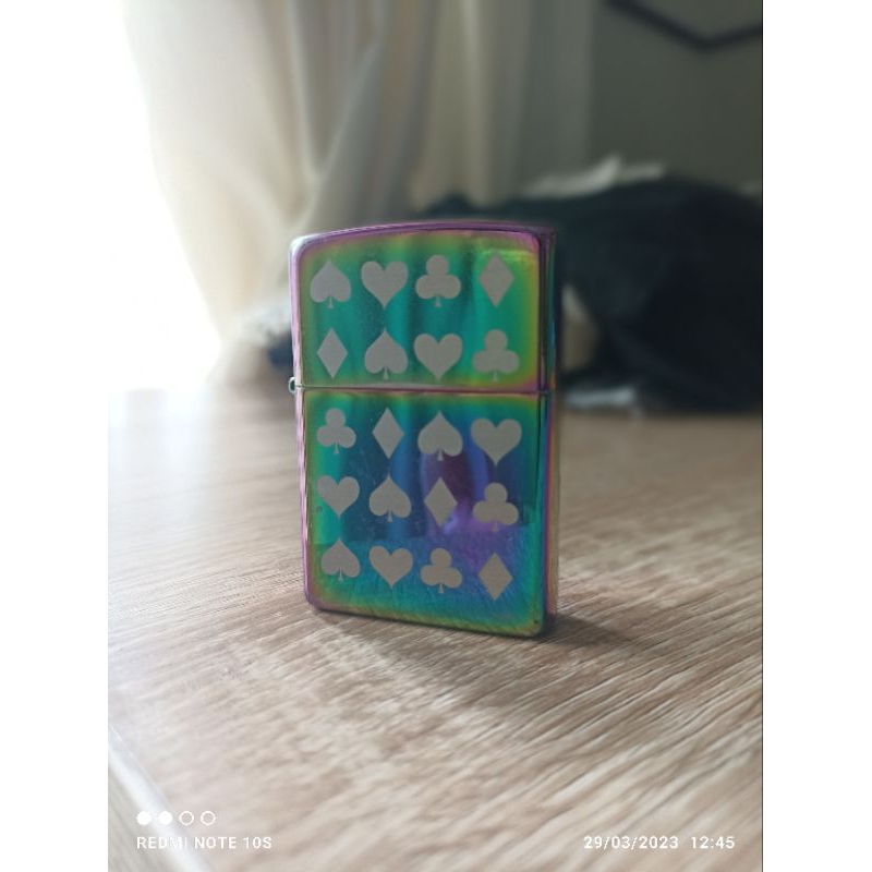 Zippo warna pelangi motif kartu original