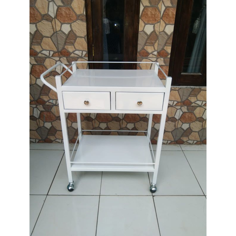 troli instrumen 2rak besi /troli 2 rak besi + laci