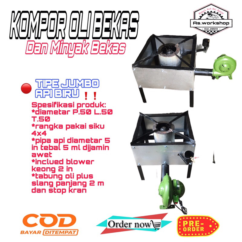 kompor oli dan minyak bekas tipe jumbo api biruu