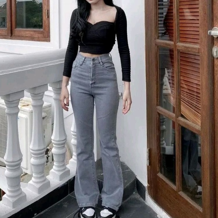 Terbaru coder8R2d Celana Cutbray Jeans Premium Super  High Waist Cutbray Streach  Cutbray Melar High