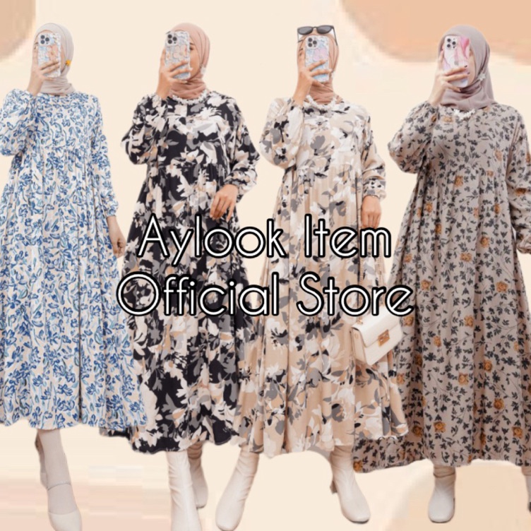 Ready idJ4v9U MIDI DRESS WANITA MOTIF TERBARU DRESS RAYON ADEM BUSUI JUMBO  KOLINDA WIOLA KIRANA KAL