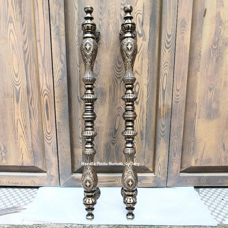 Handle Pintu Rumah Gagang Pintu Tarikan Pintu Kuningan Motif Bintang Vas Ukir 80cm