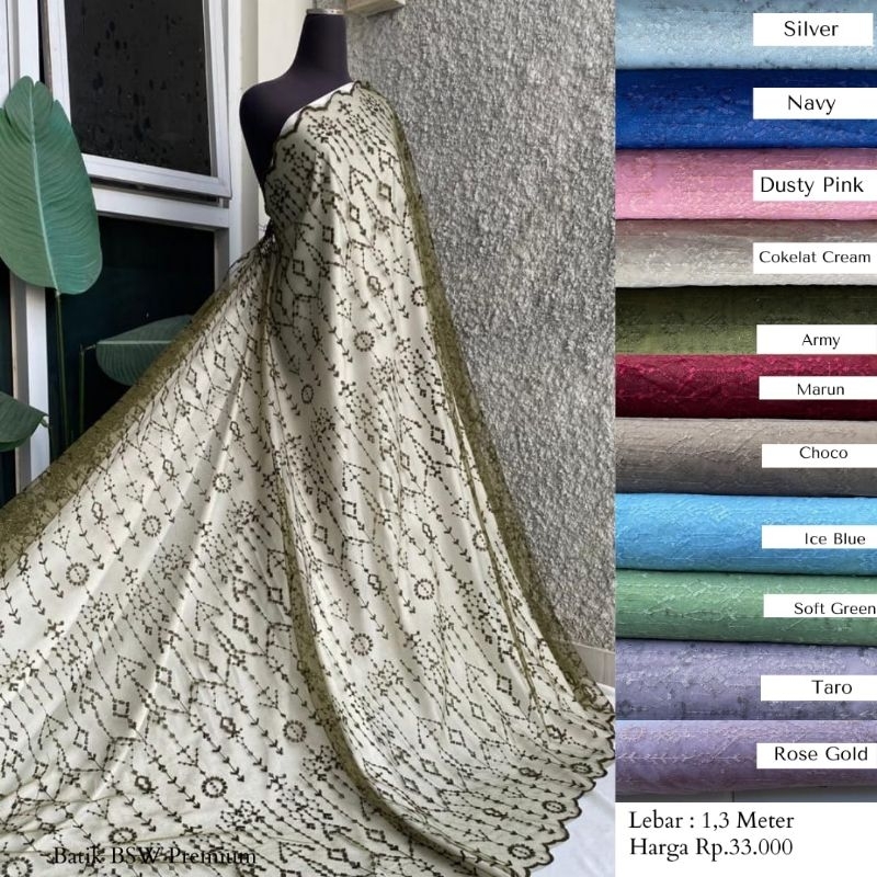 (HAURA TEXTILE) KAIN TILE ETNIC MEWAH GLITER METERAN