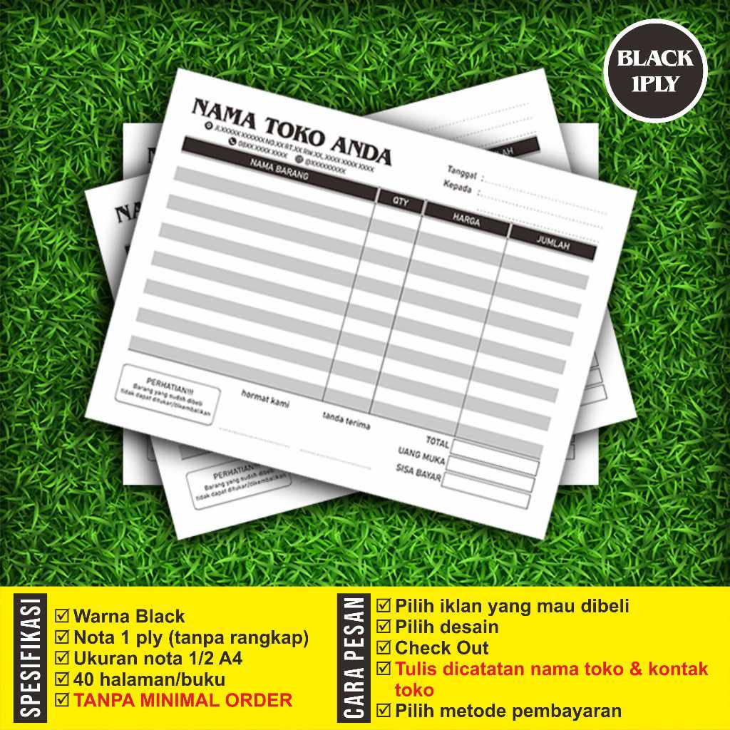 

Nota Ecer 1ply Setengah Folio minimal 2 buku