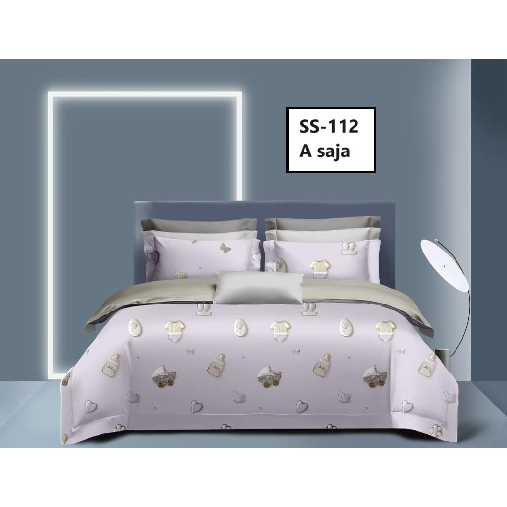 SALE sprei + bed cover single bahan bambu organik / sutra organik 60s kode SS-112 motif perlengkapan