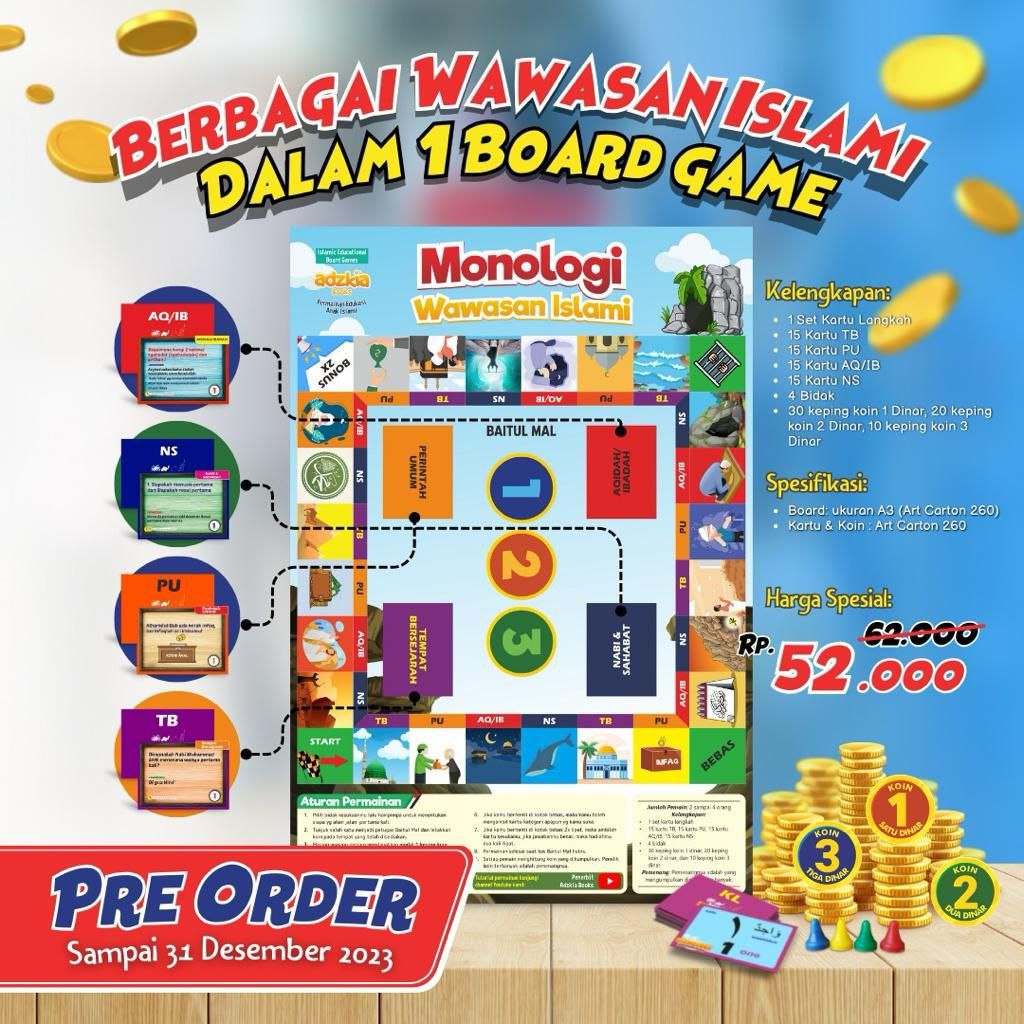 Board Game Monologi Wawasan Islam Belajar Islam Sambil Bermain Adzkia