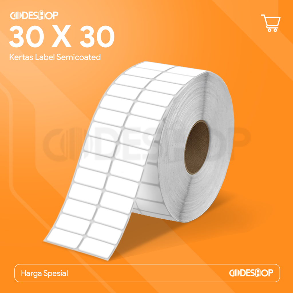 

Stiker Label Semicoated 30 x 30 mm 2 Line isi 1500 Pcs Gap Perforasi