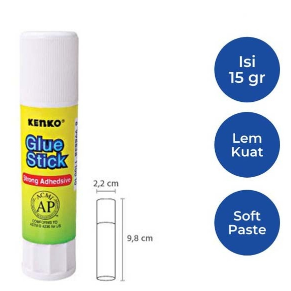 

Glue Stick Kenko 15gr Sedang / Lem Kertas Putar 15 Gram / Lem Stik Batang 15 Gr Kenko