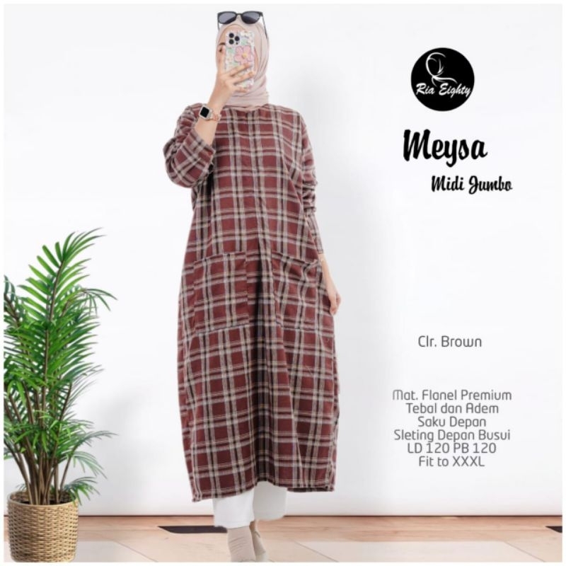 BAJU DRESS MIDI FLANEL JUMBO WANITA / MEYSA MIDI JUMBO
