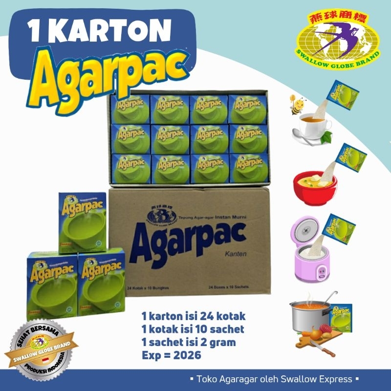 

AGARPAC 1 karton/24 kotak Tepung Agar-agar Campuran Minuman Diet Sehat