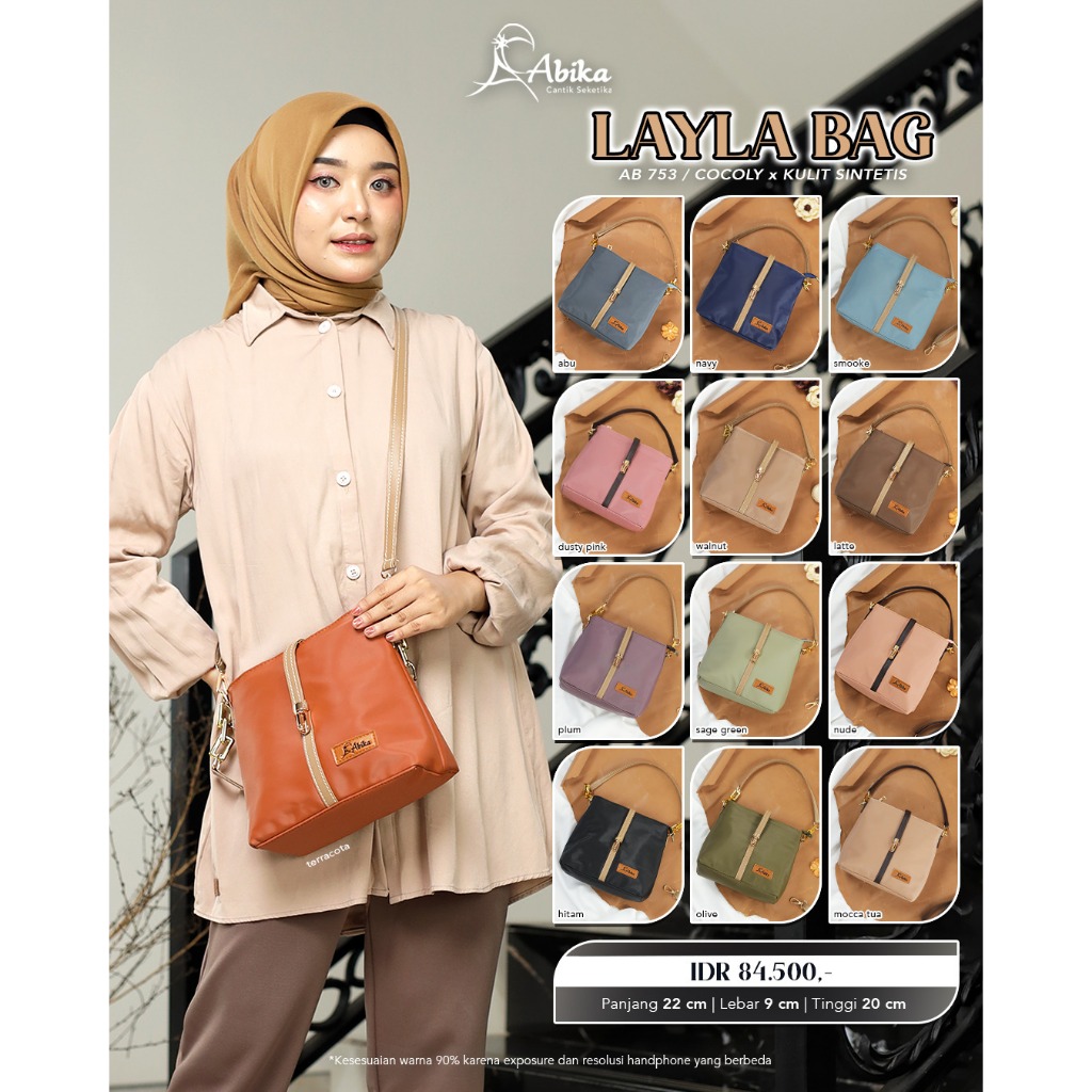 LAYLA BAG - ABIKA HIJAB - BAHAN CHOCOLY - TAS WANITA TERBARU