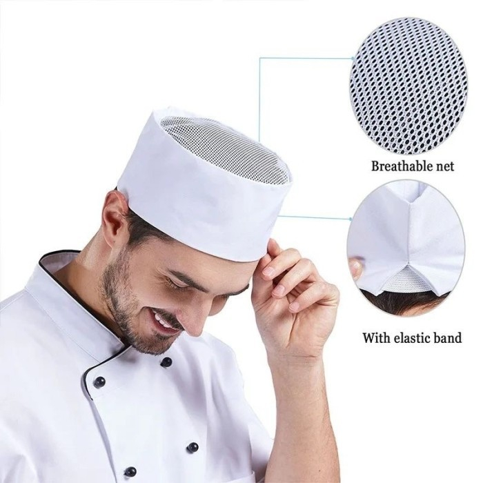 TOPI KOKI PECI jaring peci chef premium topi koki bentuk peci jaring dewasa