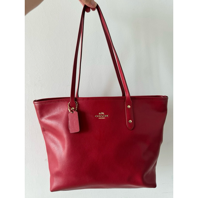 Second / Prelove Coach City Zip Tote Bag Red 95%