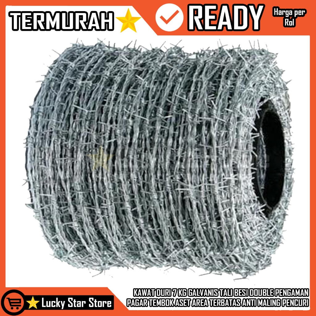 KAWAT DURI 7 KG GALVANIS TALI BESI DOUBLE PENGAMAN PAGAR TEMBOK DINDING ASET AREA KAWASAN TERBATAS B