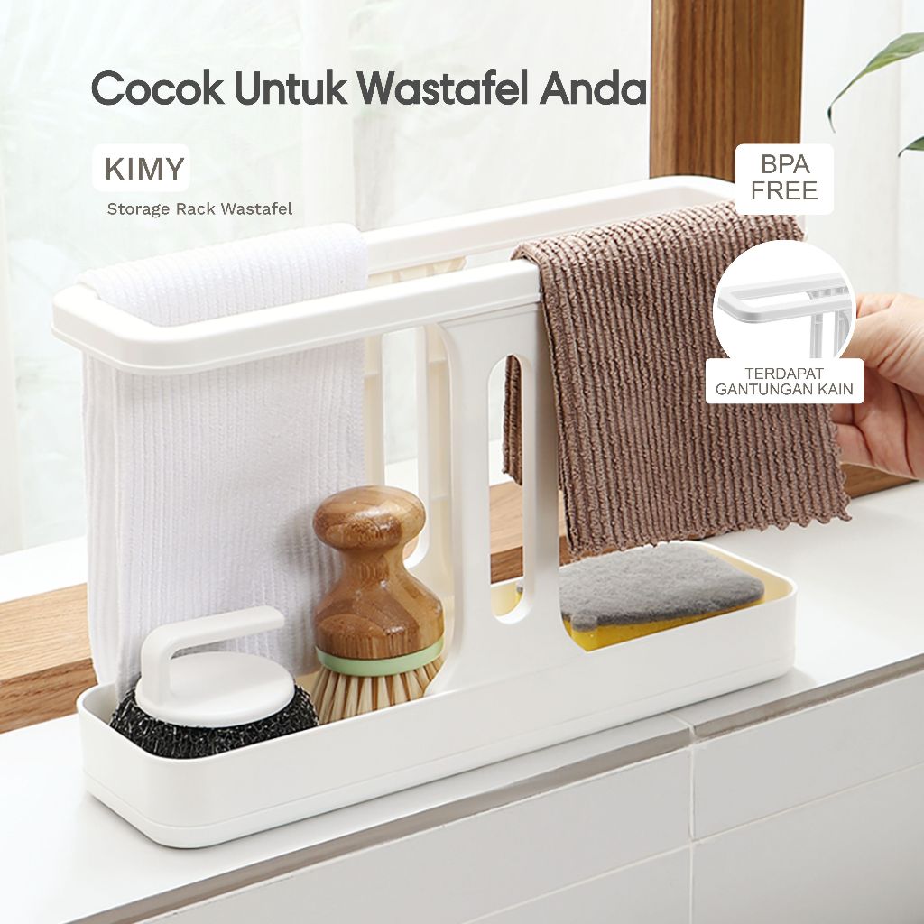 Youware - Kimy Rak Penyimpanan Praktis di Wastafel / Rak Gantung Tempat Sabun Spons Cuci Piring Lap Dapur Multifungsi