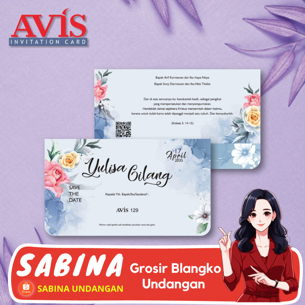 BLANGKO UNDANGAN PERNIKAHAN AVIS 129 | SABINA UNDANGAN | BLANGKO NIKAH | KERTAS UNDANGAN | KARTU UND