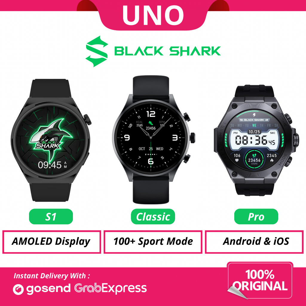 BLACK SHARK S1 / S1 Classic / S1 Pro  Smart Watch AMOLED Display Bluetooth Call - Smartwatch Blacksh