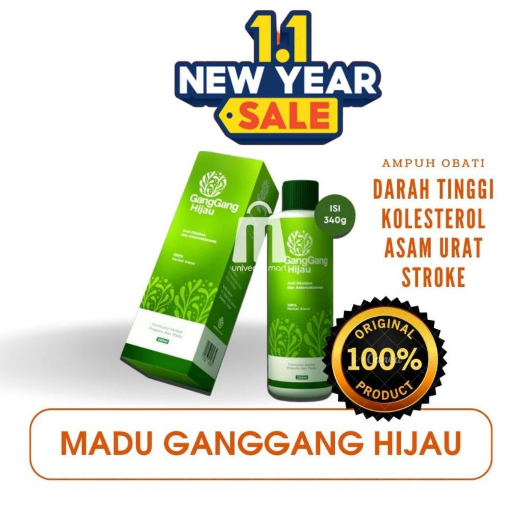 Madu Herbal Ganggang Hijau Original Ampuh Atasi Darah Tinggi Asam Urat Jantung Koroner Stroke BPOM