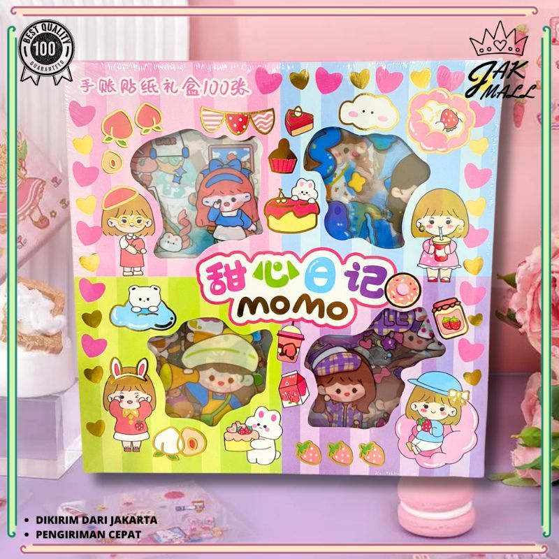 

Sticker MOMO Isi 100 Lembar Stiker Waterproof Botol Minum Tumblr Kartun Viral Lucu Korea DIY/Stiker Aesthetic DIY Buku Diary / Stiker Tumblr / Stiker Deco / Stiker Hp Laptop JM