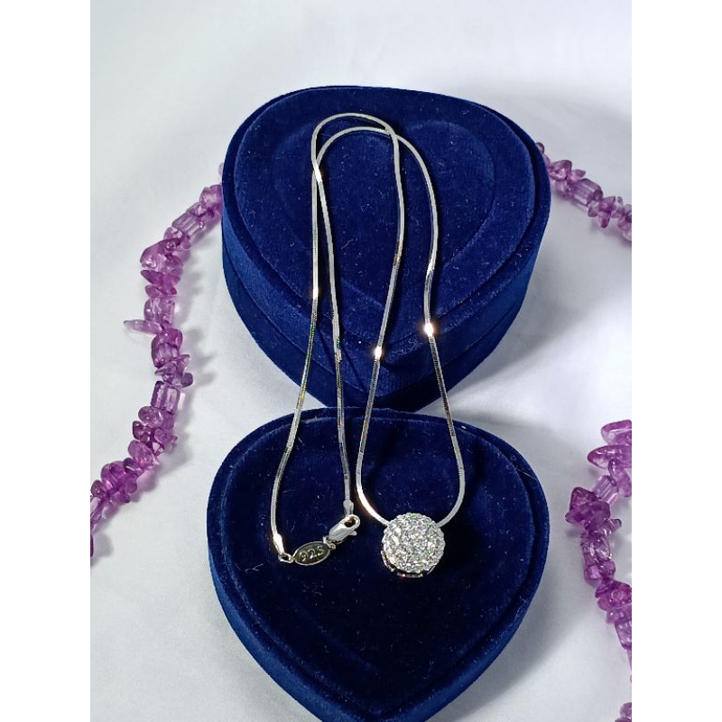 kalung cassandra + liontin bulat full permata