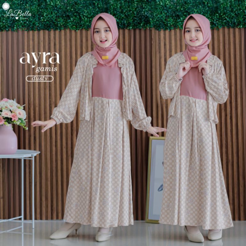 Gamis Batik Anak Perempuan Terbaru 2023 Adem Labella Ayra Set Jilbab Dengan Bolero Outer