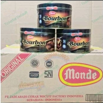 

[1 KARTON = 12 Kaleng × @500 gram] Monde Bourbon Biskuit Coklat Lapis