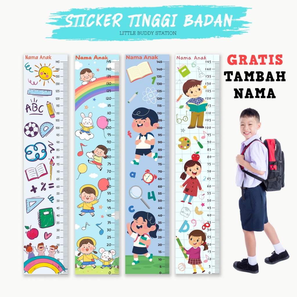 Sticker Pengukur Tinggi Badan Anak Dinding | Growth Chart Stiker Alat Ukur Tinggi Badan - Sekolah