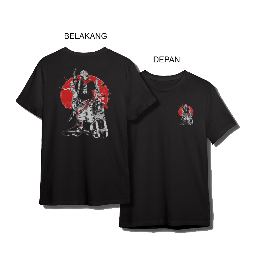 Baju Kaos Tshirt Distro Gambar JAPAN PUNK HITAM Pakaian Pria Wanita Keren Lengan Pendek Warna Hitam 