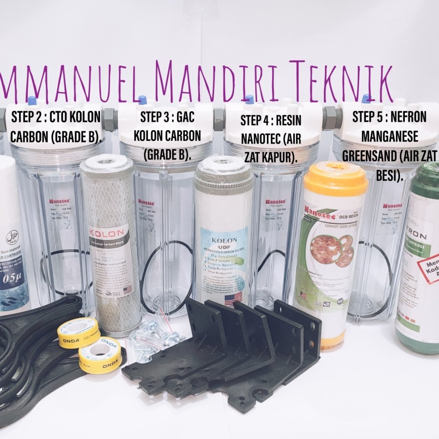 Paket filter 5 tahap air tanah / air pam / filter air 5 tahap air pam
