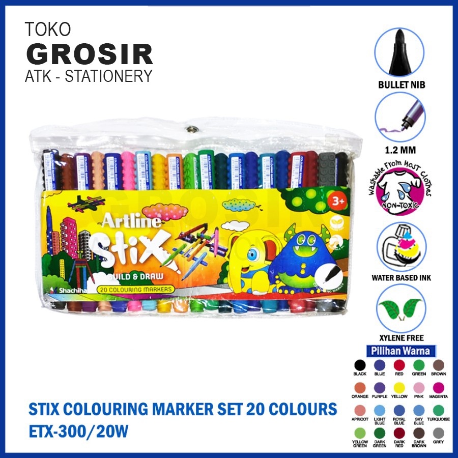 

ARTLINE Spidol Stix Colouring Marker Set 20 Colours ETX-300/20W