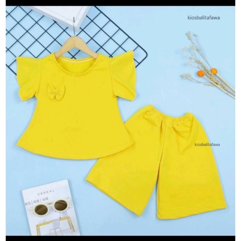 setelan Zora anak perempuan polos uk 1-2 thn set atasan blus kulot premium pakaian import