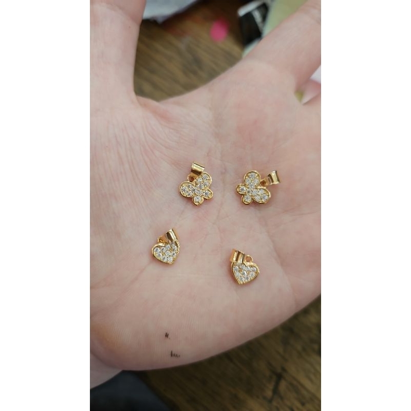 liontin bandul kalung bulat kecil permata putih emas asli 375 8k