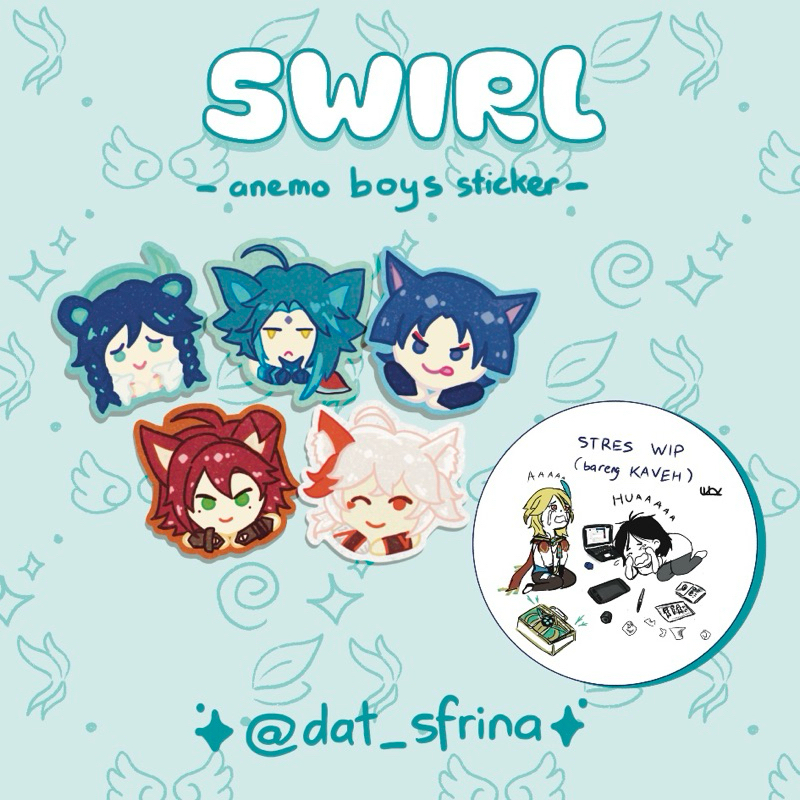

5WIRL Anemo Boys Glitter Sticker 1 set (with freebies) | Genshin Impact | Aftersale CF 18