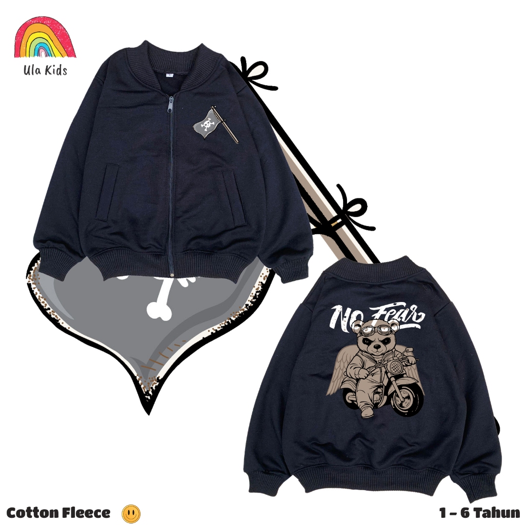 Ulakids Bomber Zipper Jacket / Jaket Bomber Anak Bear No Fear 1-6thn