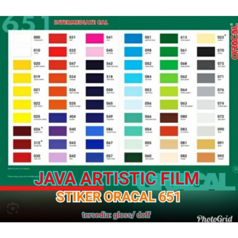 sticker oracal 651 glossy dan doff/stiker warna/skotlet mobil dan motor