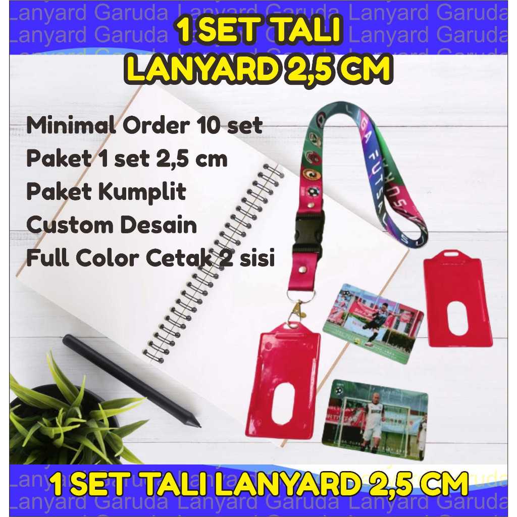 

PAKET LENGKAP 2,5 cm CUSTOM MURAH CETAK Tali Lanyard, ID CARD dan CASE