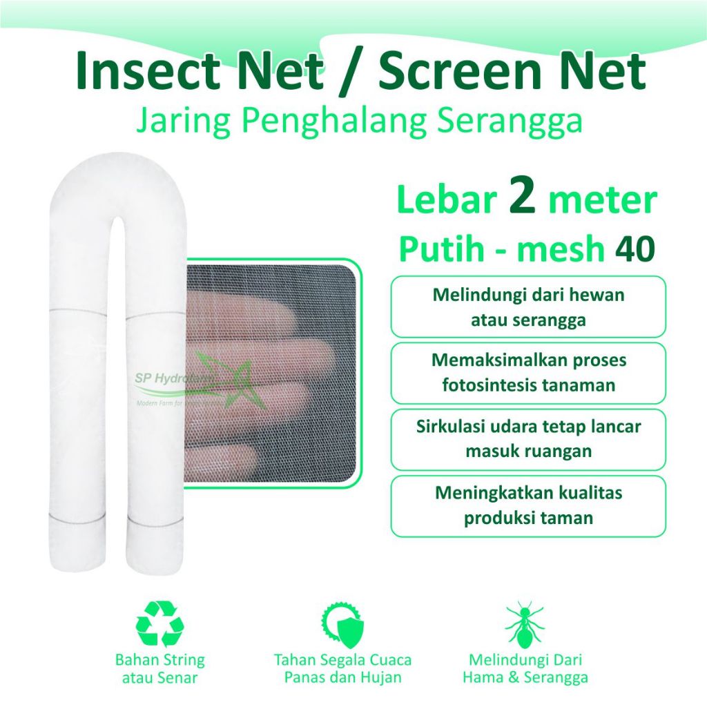 Insect Net Screen Penghalang Serangga Lebar 2 m mesh 40