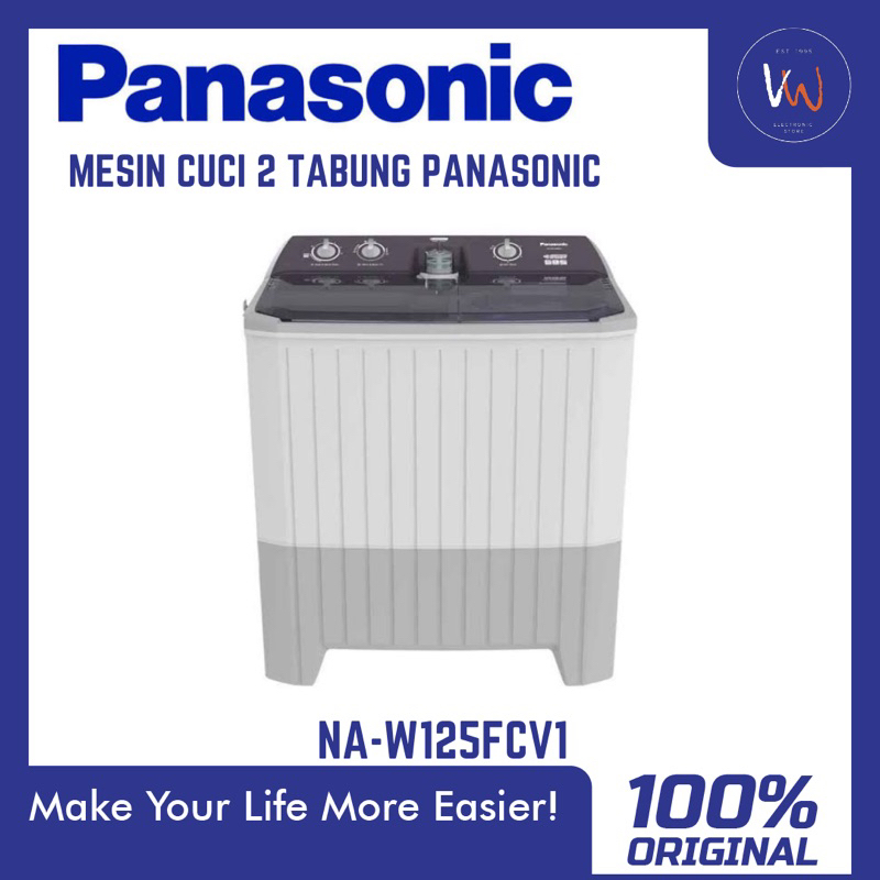 Mesin Cuci Panasonic 2 Tabung NA-W125FCV1 / Mesin Cuci Panasonic 12 KG