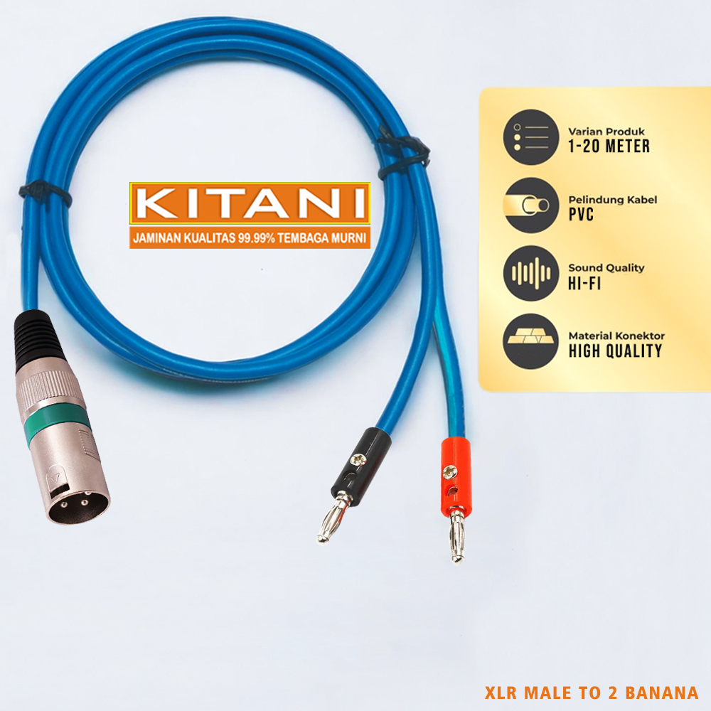 Kabel Audio Jack XLR Male To 2 Jack Banana - KITANI