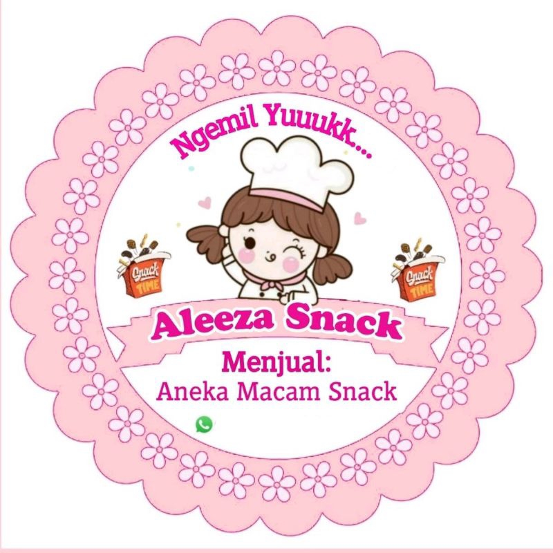 

(MINIMAL ORDER 100 PCS) STIKER PRODUK CEMILAN MOTIF BUNGA PINK CHEF KECIL